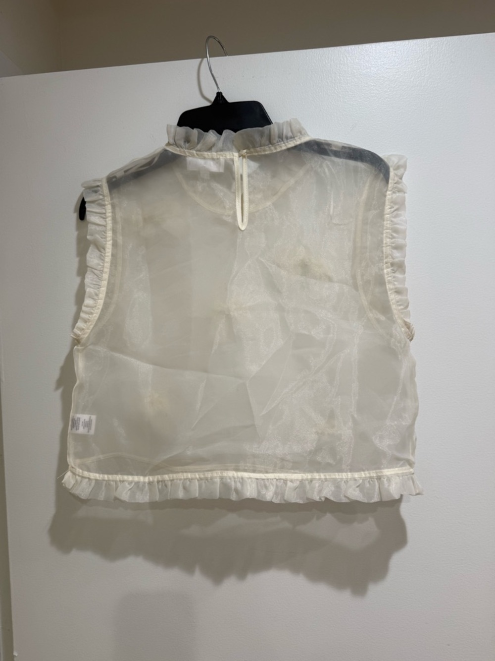 Cream Sheer Bow-Accent Sleeveless Top - Picture 2 of 2